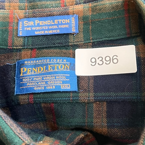 Sir Pendleton Wool Button Up Shirt Size 2XL Long Sleeve Green Plaid - Picture 6 of 6